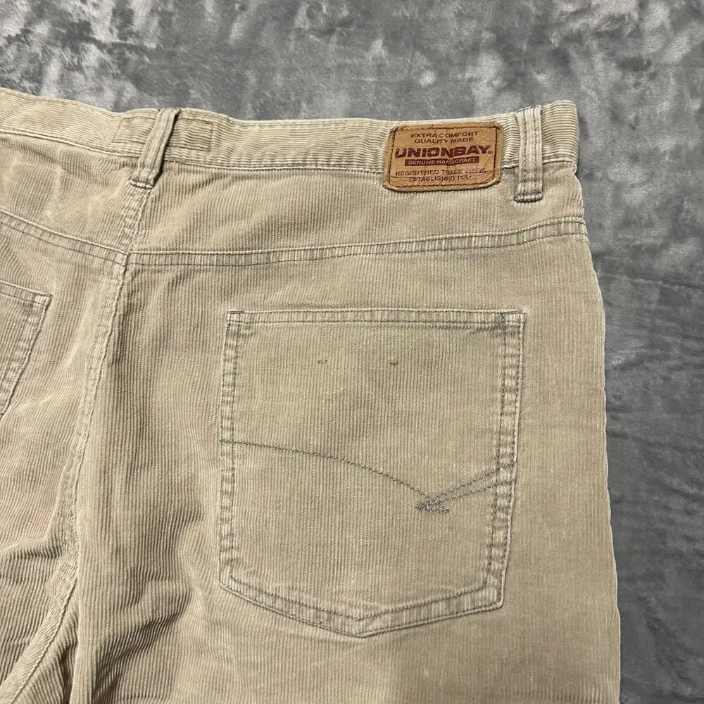 Unionbay Vintage Cut Straight Pants Men's Size‎ 36x32 Beige Corduroy